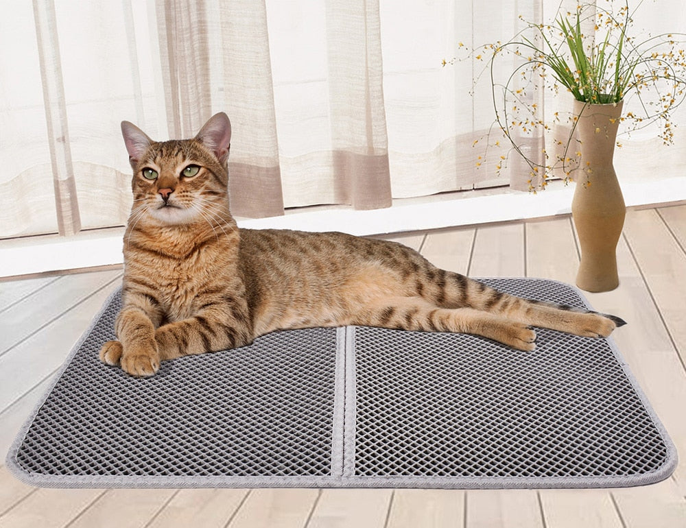 Large Cat Litter Box Mat Slip Resistant Waterproof Kitty Trapping Mat